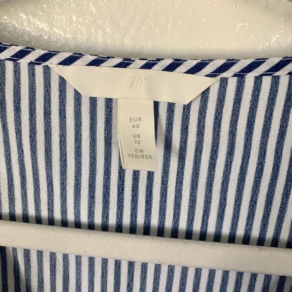 H&M Blue White Striped Cinched Blouse Top - Picture 5 of 5